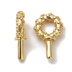 Настоящее золото 18K Стойки покрытие латунь подвесные поручительств, привязка поручительств, за половину пробурено бисера, без кадмия и без свинца, долговечный, кольцо, реальный 18 k позолоченный, 16x9.5x3.5 мм, отверстие : 4.5 мм, штифты : 2.1 мм