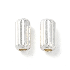 Silver Alloy Spacer Beads, Long-Lasting Plated, Grooved Column Shape, Silver, 6x3mm, Hole: 1.2mm
