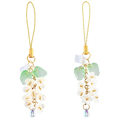 (52) Непрозрачная лаванда 2шт. 2 цвета стекло и АБС-пластик имитация жемчуга ремешки для мобильных телефонов, цветок, золотые, разноцветные, 110 мм, 1 шт / цвет