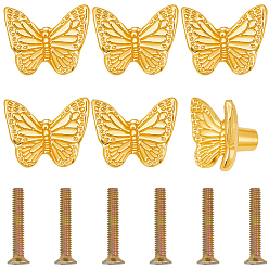 Золотой Ручки-бабочки для ящиков из цинкового сплава, ручки шкафа, аксессуары для дверных ручек, с винтом, золотые, 29x36.5x22 мм, отверстие : 3 мм