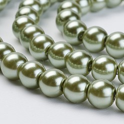 Dark Sea Green Eco-Friendly Dyed Glass Pearl Beads Strands, Grade A, Round, Cotton Cord Threaded, Dark Sea Green, 6mm, Hole: 1.2~1.5mm, about 70pcs/strand, 15.7 inch