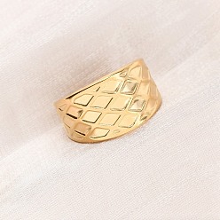 Настоящее золото 18K 304 открытые манжеты из нержавеющей стали для женщин, ионное покрытие (ip), реальный 18 k позолоченный, 11.5 мм, внутренний диаметр: 16.8 мм