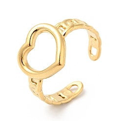 Золотой Ионное покрытие (ip) 304 кольцо из нержавеющей стали с открытым сердцем для женщин, золотые, размер США 8 1/4 (18.3 мм)