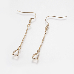Золотой Латунные крючки для сережек, с зажимами для зажима льда и скрученными цепями, долговечный, без свинца и без кадмия, золотые, 53x6x3 мм, 21 датчик, контактный: около 0.7 mm