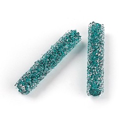 Esmeralda Granos del rhinestone de cristal, para hacer artesanías de joyería diy, tubo, esmeralda, 32~33x6 mm, agujero: 0.8 mm