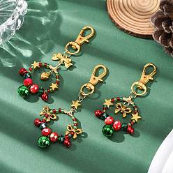 (52) Непрозрачная лаванда Стеклянный кулон декротайон, Рождественский венок, с подвесками из сплава и поворотными карабинами, разноцветные, 74.5~87.5 мм, 3 шт / комплект