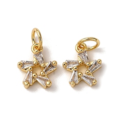 Настоящее золото 18K Латунные микро проложить кубического циркония подвески, с целью перехода в кольце, звезды прелести, стойки покрытие, долговечный, без свинца и без кадмия, реальный 18 k позолоченный, 10x8.5x2.5 мм, отверстие : 3.5 мм