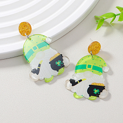 Черный Рождественские акриловые серьги-гвоздики в виде Санта-Клауса, чёрные