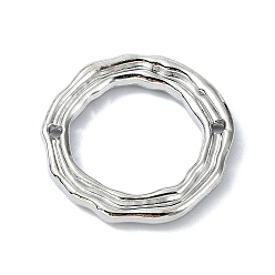 Platinum Rack Plating Alloy Links, Textured Ring Connector Charms, Platinum, 18x18.5x2mm, Hole: 1mm