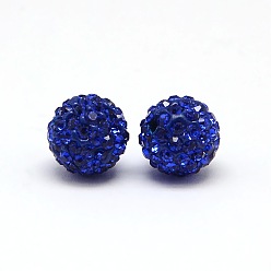 Sapphire Polymer Clay Rhinestone Beads, Pave Disco Ball Beads, Grade A, Round, PP6, Sapphire, PP6(1.3~1.35mm), 4mm, Hole: 1mm