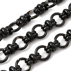 Черный 304 кольцевые цепи из нержавеющей стали, несварные, с катушкой, вакуумное покрытие pvd, чёрные, 12x7.5 мм
