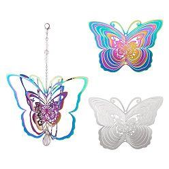 (52) Непрозрачная лаванда 2 шт. 2 цвета 201 соединительные элементы/звенья из нержавеющей стали, полый бабочки, гравированные металлические украшения, разноцветные, 76x100x0.3 мм, отверстия : 2 mm и 2.7 мм, 1 шт / стиль