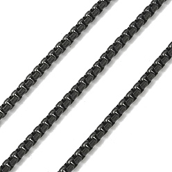 Черный Ионное покрытие (IP) 304 венецианские цепи из нержавеющей стали, коробчатые цепи, чёрные, 2.8x2.8 мм