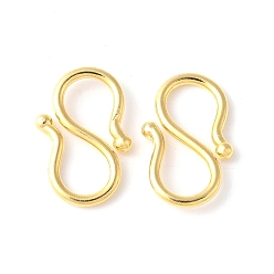 Настоящее золото 18K 304 из нержавеющей стали S-крюк пряжки, реальный 18 k позолоченный, 12x8x1.5 мм, отверстие : 4 мм