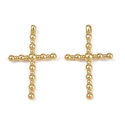 Настоящее золото 18K Латунные подвески, крестик, стойки покрытие, долговечный, без кадмия и без свинца, реальный 18 k позолоченный, 35.5x22x4 мм, отверстие : 3x2 мм