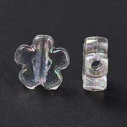 Прозрачный АВ Прозрачные акриловые бусины, прозрачный цвет AB, цветок, ясно AB, 10x10x4 мм, отверстие : 1.8 мм, Около 1905 шт / 500 г