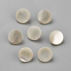Cáscara Botones redondos con vástago de concha, con cuentas de plástico, , 11~11.5x6 mm, agujero: 2.5 mm