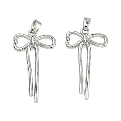 Платина Латунные подвески, бантом прелести, стойки покрытие, долговечный, платина, 28x16x3 мм, отверстие : 3.5x2.5 мм