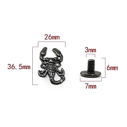 Gunmetal Zinc Alloy Decorative Buttons, Scorpion, Gunmetal, 3.65x2.6cm