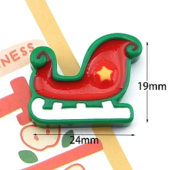 Sleigh Рождественская серия из непрозрачной смолы декодирует кабошоны, санки, 19x24 мм
