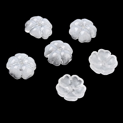 White Gradient Color Transparent Glass Bead Cap, 5-Petal Flower, White, 13x4.5mm, Hole: 1.4mm