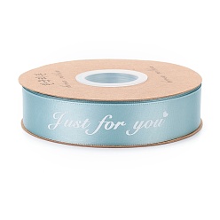 Бледно-бирюзовый Полиэстер Grosgrain ленты, со словом как раз для вас, для вечеринки по упаковке подарков, бледные бирюзовая, 1 дюйм (25 мм), 45 м / рулон