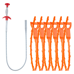 Stainless Steel Color Stainless Steel Drain Clog Remover Tool, Hair Clog Remover Tool, Sink Drain Clog Remover, Stainless Steel Color, 30x20.5x5cm, 7pcs/set