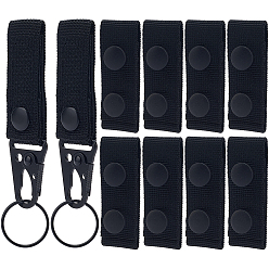 Black Nylon Tactical Wide Strap Loop Keepers, with Polyester Keychains, Black, 190x25x8.5mm