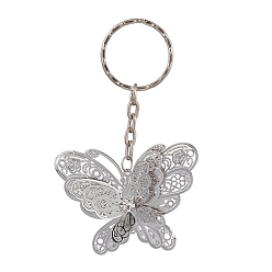 Бабочка Латунная подвеска брелок, с железными разрезными брелоками, платина, бабочка, 8 см
