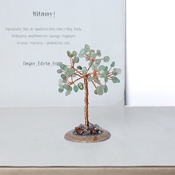 Зеленый Авантюрин Натуральные зеленые авантюриновые чипсы дерево жизни украшения, Медная проволока, энергетический камень по фен-шуй, подарок для украшения домашнего рабочего стола, 90 мм