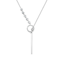 Platinum Rhodium Plated 925 Sterling Silver Pendant Necklaces, with Grade AAA Cubic Zirconia and Cable Chains, Platinum, 27.95 inch(71cm)