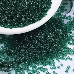 (RR147) Transparent Emerald MIYUKI Round Rocailles Beads, Japanese Seed Beads, (RR147) Transparent Emerald, 11/0, 2x1.3mm, Hole: 0.8mm, about 1100pcs/bottle, 10g/bottle