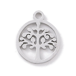 Дерево Не тускнеющие 304 подвески из нержавеющей стали, лазерная резка, цвет нержавеющей стали, древо жизни, 10x8x1 мм, отверстие : 1 мм