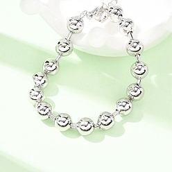 Платина Браслеты из латунной цепочки с шариковыми звеньями для женщин, платина, 7.68 дюйм (19.5 см)