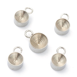 Нержавеющая Сталь Цвет Устойчивы к потускнению 202 подвески из нержавеющей стали со стразами, для заостренного горного хрусталя, плоско-круглые, цвет нержавеющей стали, 8x5x3 мм, отверстие : 2 мм, пригодный для стразов 4.5 мм