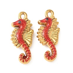 Sea Horse 304 нержавеющей стальной эмали подвески, ионное покрытие (ip), золотые, морской конек, 29x12.5x5.5 мм, отверстие : 2x2.5 мм