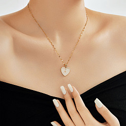 Белый Элегантные модные латунные ожерелья в форме сердца с микропаве из прозрачных блестящих кубических цирконий для повседневного ношения, золотые, белые, 15.75 дюйм (40 см)