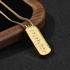 Number 304 ожерелья с прямоугольными цифрами из нержавеющей стали, реальный 18 k позолоченный, число 3, 16.14 дюйм (41 см)