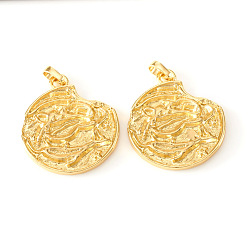 Рыбы Латунные подвески, , плоский круглый с созвездием / знак зодиака, реальный 18 k позолоченный, Рыбы, 31.5~34x28~29x3~4 мм, отверстие : 6x4 мм