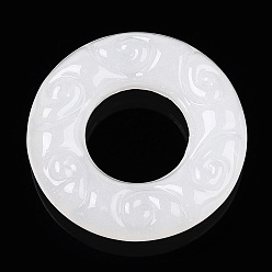 Белый Соединительные кольца лэмпворк ручной работы, текстурированное круглое кольцо, белые, 25x5.5 мм, внутренний диаметр: 11.5 мм