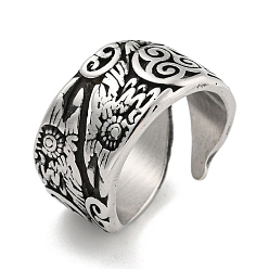 Antique Silver 304 Stainless Steel Open Rings, Pattern Definition, Antique Silver, Inner Diameter: 19mm