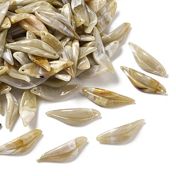 Светло-коричневый Акриловые шарики Gemstone имитация, овальные, два тона, Топ пробуренной, загар, 39x12x4 мм, отверстие : 1.8~2 мм, Около 427 шт / 500 г