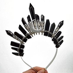 Обсидиан Ободки для волос из натурального обсидиана, корона для волос, для женщин девушек, 350x150 мм