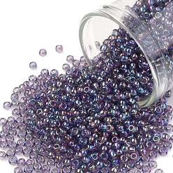 (166D) Transparent AB Sugar Plum TOHO 11/0 Round Beads, Japanese Seed Beads, (166D) Transparent AB Sugar Plum, 2.2mm, Hole: 0.8mm, about 1110pcs/bottle, 10g/bottle