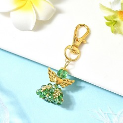 Зеленый Подвески из стекла и сплавов «ангел», с сплава шарнирного когтя омара застежками, зелёные, 64 мм