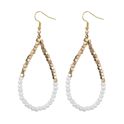 Белый Серьги с подвесками из стеклянных и пластиковых бусин, железные серьги-капли для женщин, белые, 95x3 мм