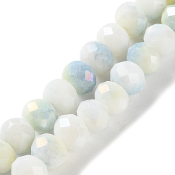 Лазурный Стеклянные бусины с гальваническим покрытием , граненые, круглые, лазурный, 7.5~8x7.5~8 мм, отверстие : 1.2 мм, около 63~70 шт / нитка, 15.35'' (39 см)