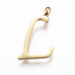 Letter L 304 подвески из нержавеющей стали, Начальная буква, letter.l, золотые, 19x9.5x2 мм, отверстие : 2 мм