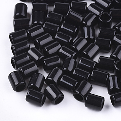 Black Acrylic European Beads, Large Hole Beads, Column, Black, 7x6mm, Hole: 4mm, about 3500pcs/500g