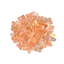 Salmon Foncé Galvanoplastie perles de verre transparentes, papillon, de couleur plaquée ab , demi-plaqué, saumon noir, 9.5x11x3.5~4mm, Trou: 1.2~1.4mm, environ2220 pcs / 1000 g